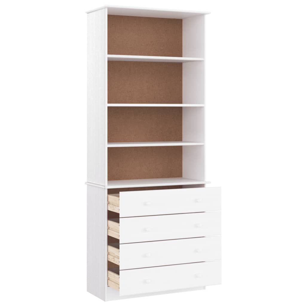 vidaXL Bücherregal mit Schubladen ALTA Weiß 77x35x186,5 cm Kiefernholz
