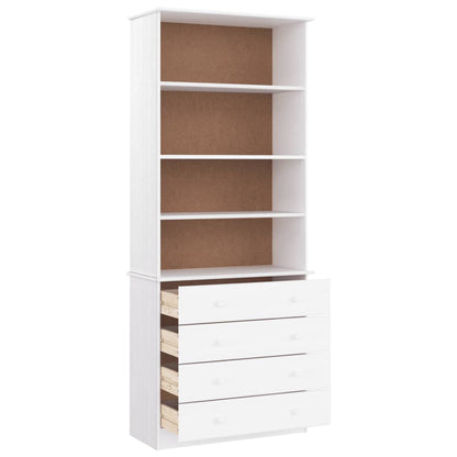 vidaXL Bücherregal mit Schubladen ALTA Weiß 77x35x186,5 cm Kiefernholz
