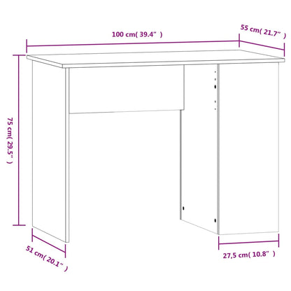 vidaXL Bureau chêne Sonoma 100x55x75 cm Bois d'ingénierie