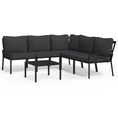 vidaXL Salon de jardin 6 pcs avec coussins gris Acier