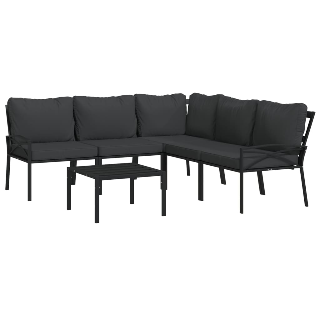 vidaXL Salon de jardin 6 pcs avec coussins gris Acier