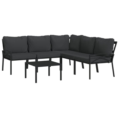vidaXL Salon de jardin 6 pcs avec coussins gris Acier