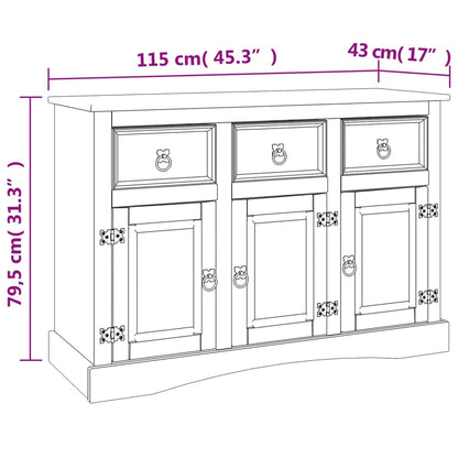 vidaXL Sideboard Corona 115x43x79,5 cm Massivholz Mexikanische Kiefer