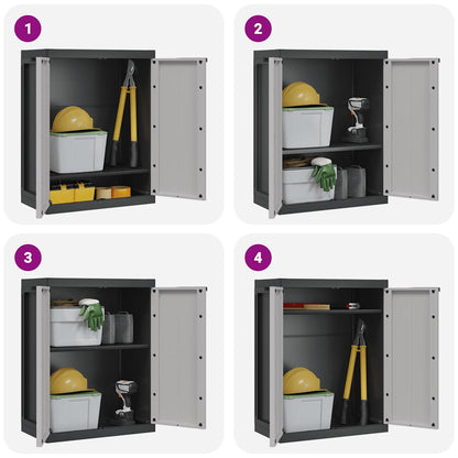 vidaXL Gartenschrank Grau und Schwarz 65x37x85 cm PP