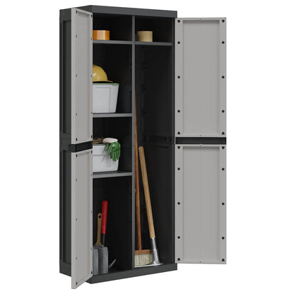 vidaXL Gartenschrank Grau und Schwarz 65x37x165 cm PP