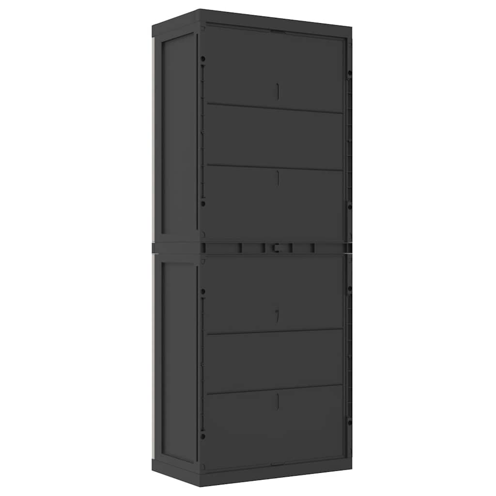 vidaXL Gartenschrank Grau und Schwarz 65x37x165 cm PP