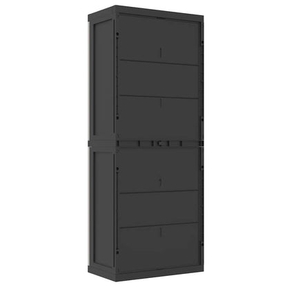 vidaXL Gartenschrank Grau und Schwarz 65x37x165 cm PP