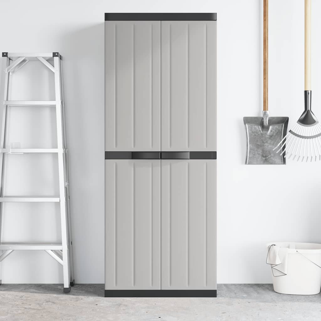 vidaXL Armoire de jardin gris et noir 65x37x165 cm PP