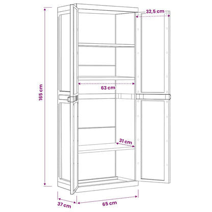 vidaXL Armoire de jardin gris et noir 65x37x165 cm PP