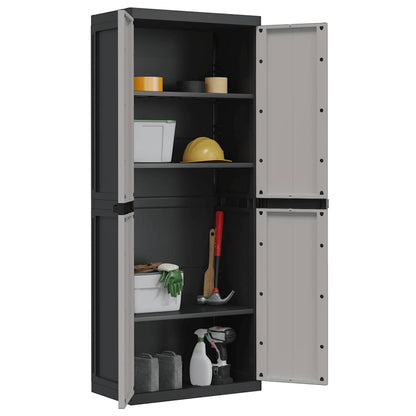 vidaXL Armoire de jardin gris et noir 65x37x165 cm PP