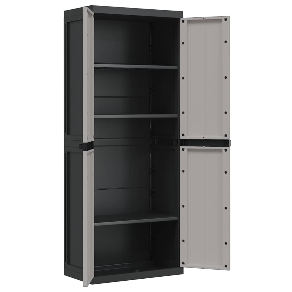 vidaXL Armoire de jardin gris et noir 65x37x165 cm PP