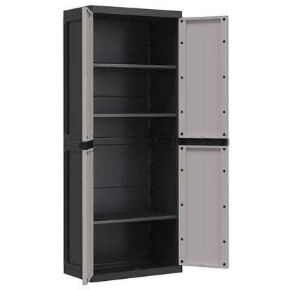 vidaXL Armoire de jardin gris et noir 65x37x165 cm PP