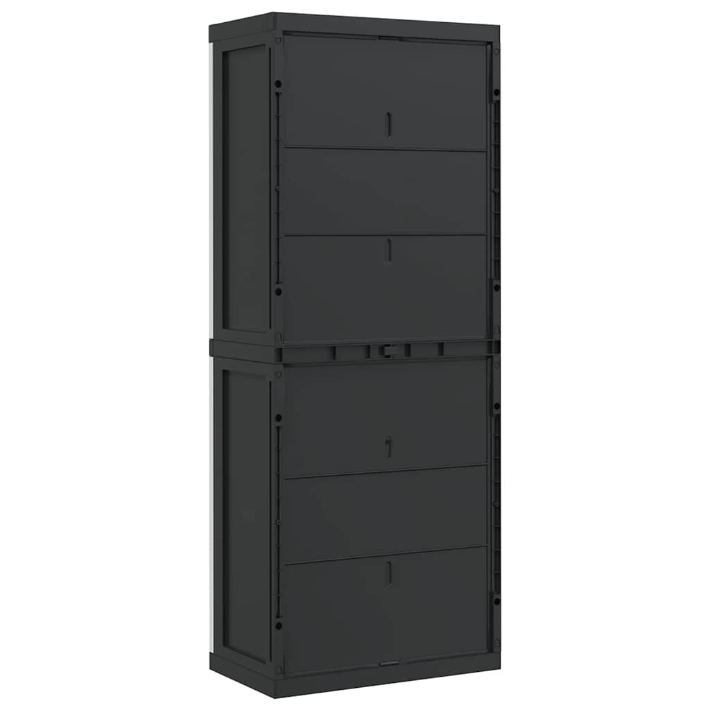 vidaXL Armoire de jardin gris et noir 65x37x165 cm PP