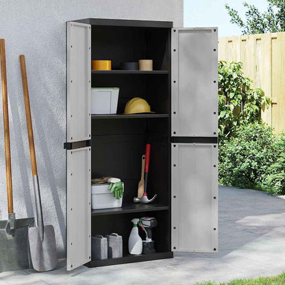 vidaXL Armoire de jardin gris et noir 65x37x165 cm PP