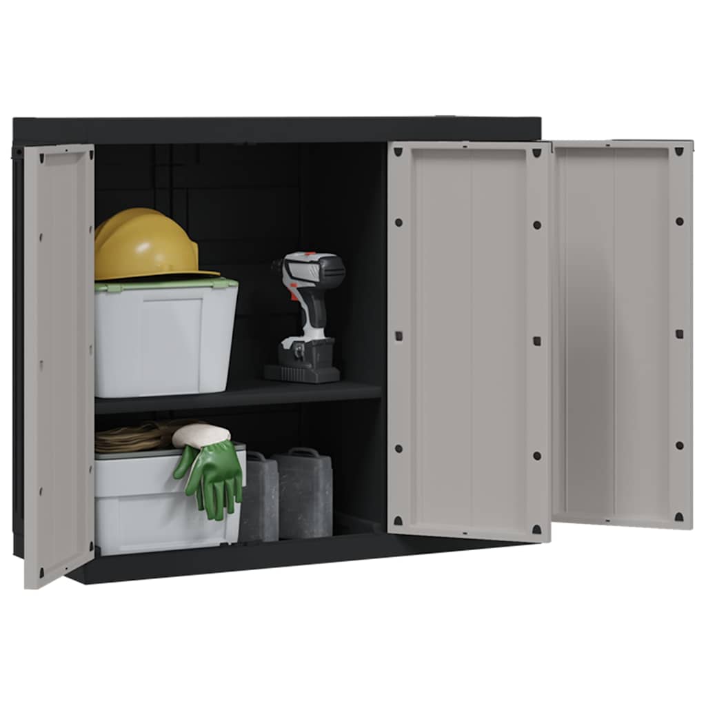 vidaXL Gartenschrank Grau und Schwarz 97x37x85 cm PP