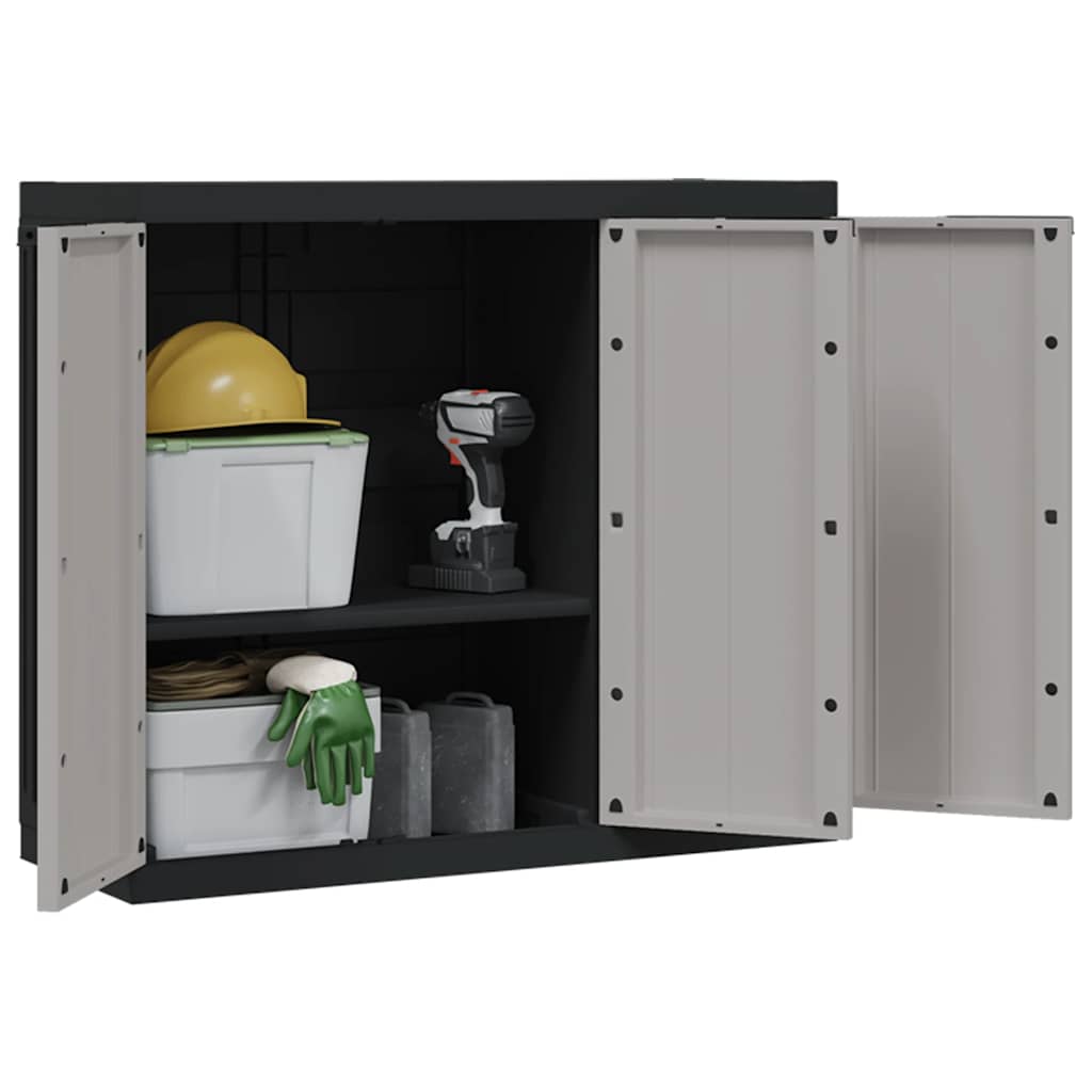 vidaXL Gartenschrank Grau und Schwarz 97x37x85 cm PP