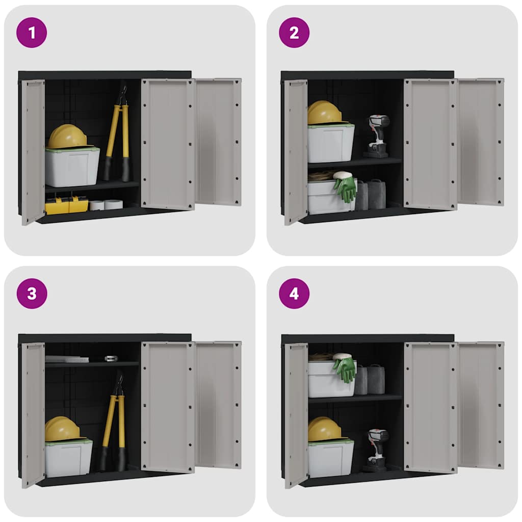 vidaXL Gartenschrank Grau und Schwarz 97x37x85 cm PP
