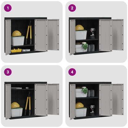 vidaXL Gartenschrank Grau und Schwarz 97x37x85 cm PP