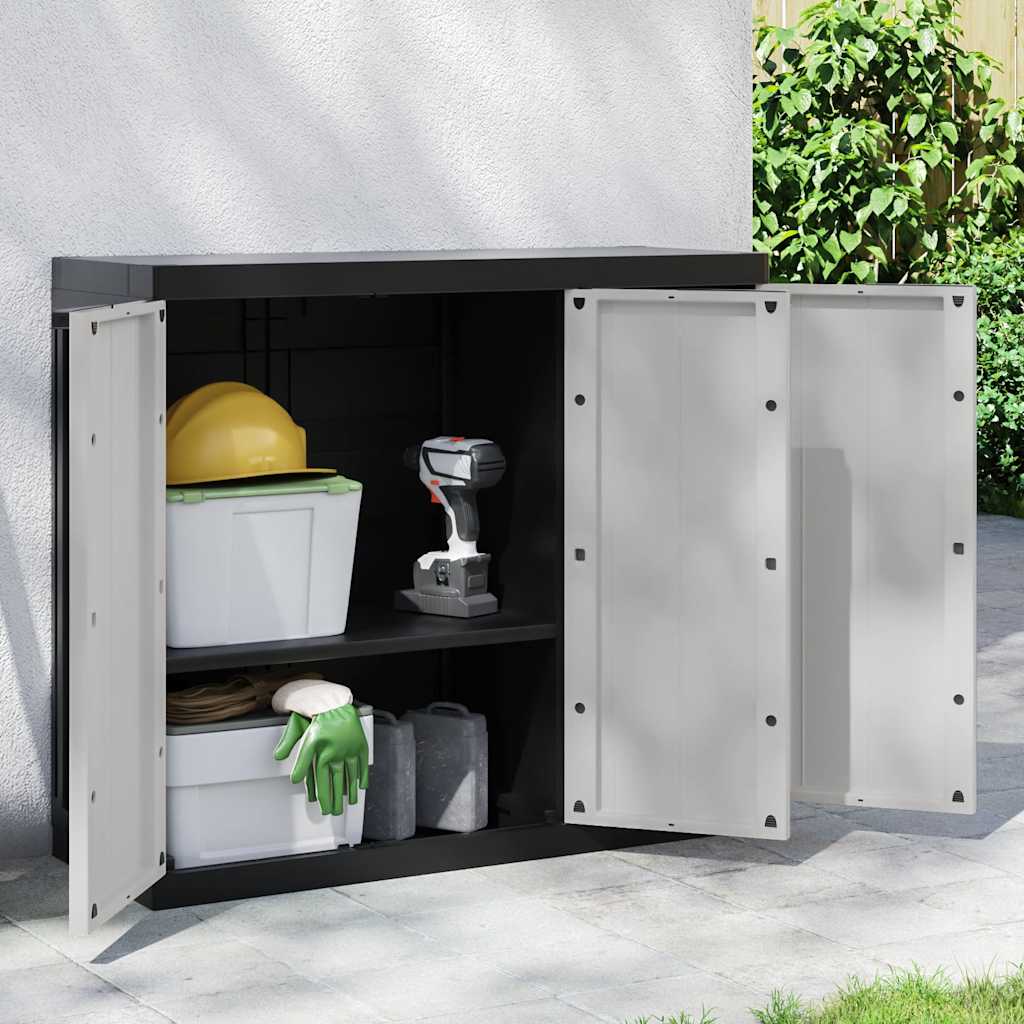 vidaXL Gartenschrank Grau und Schwarz 97x37x85 cm PP