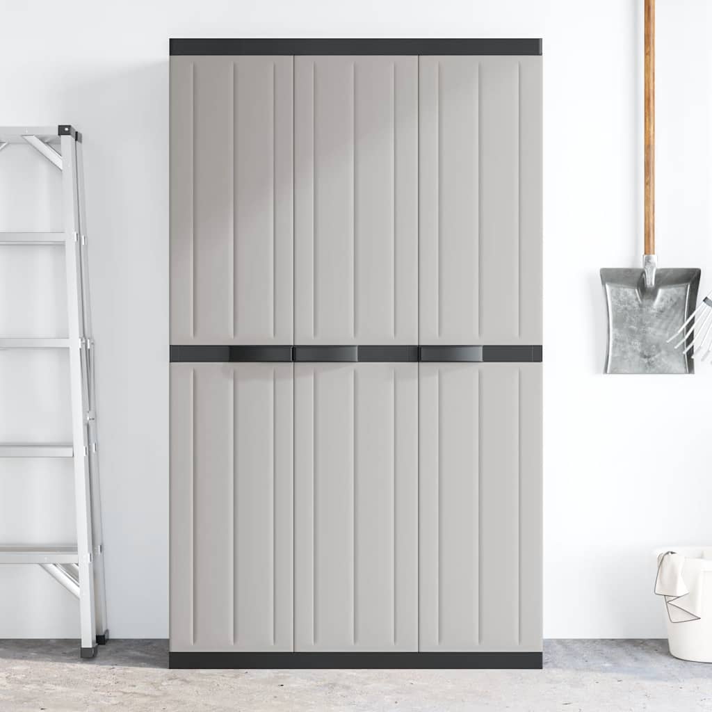 vidaXL Armoire de jardin gris et noir 97x37x165 cm PP