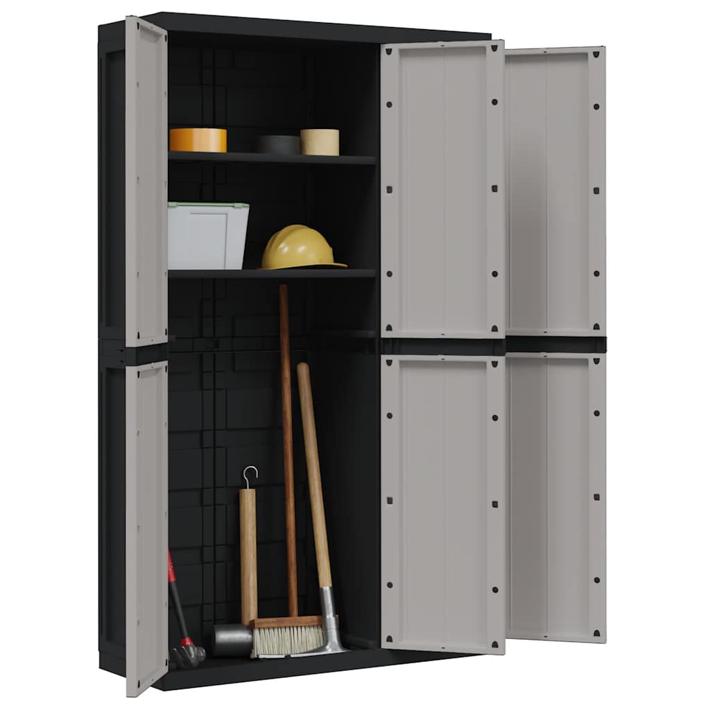 vidaXL Armoire de jardin gris et noir 97x37x165 cm PP