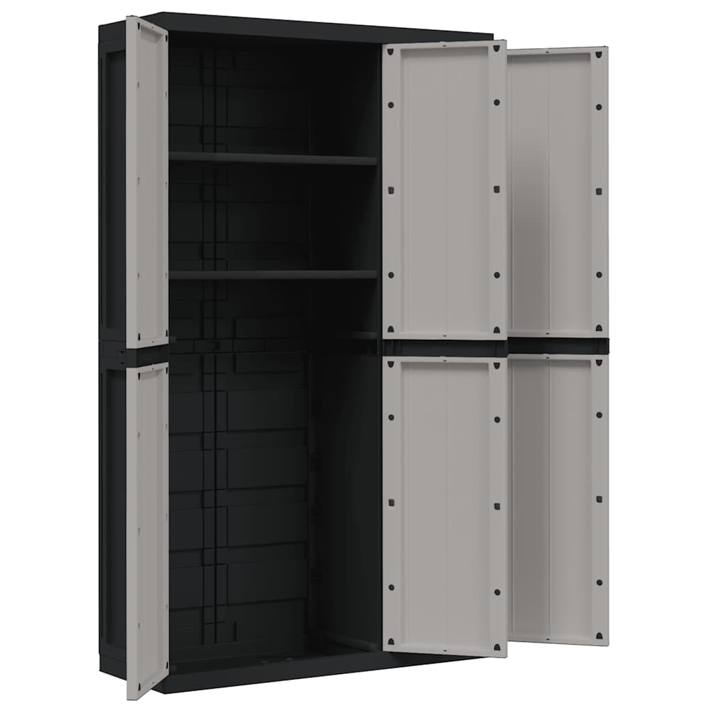vidaXL Armoire de jardin gris et noir 97x37x165 cm PP