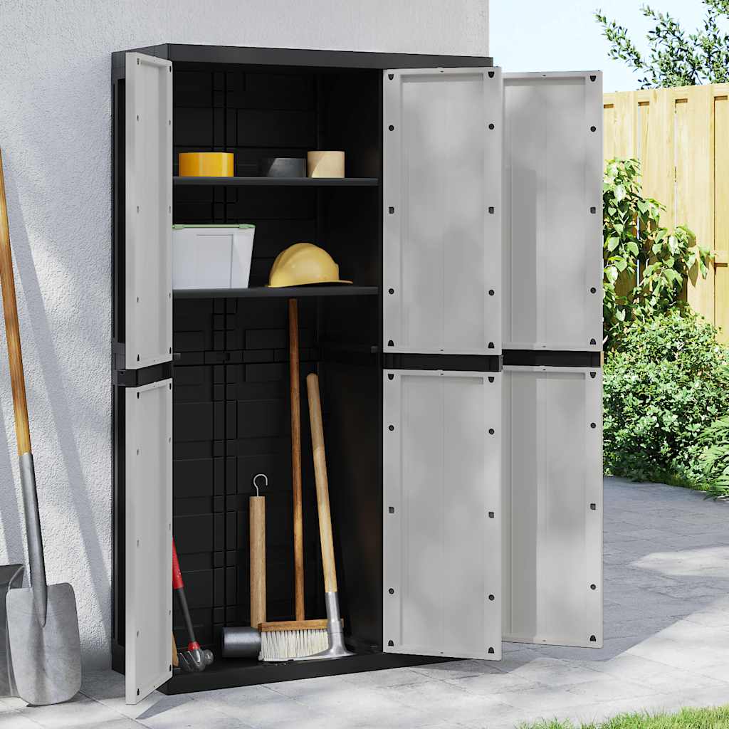 vidaXL Armoire de jardin gris et noir 97x37x165 cm PP