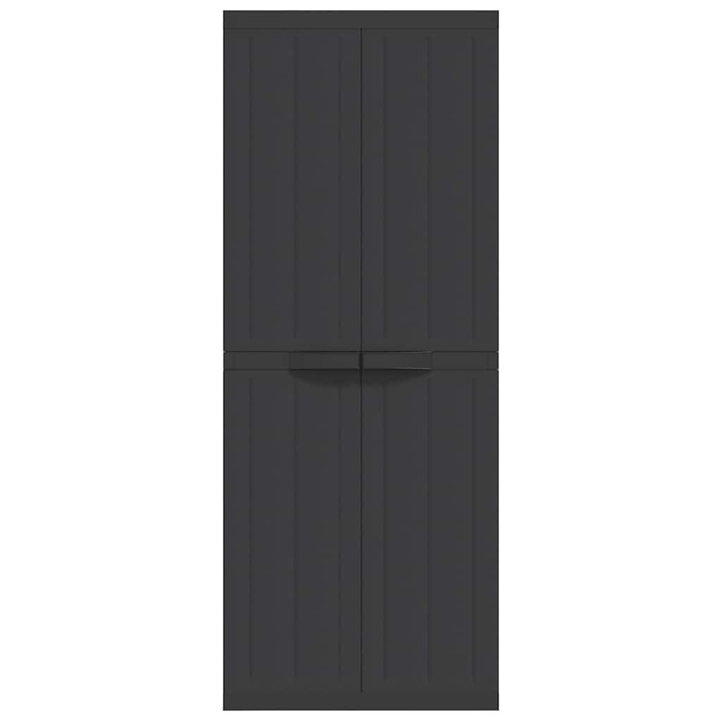 vidaXL Gartenschrank Schwarz 65x37x165 cm PP