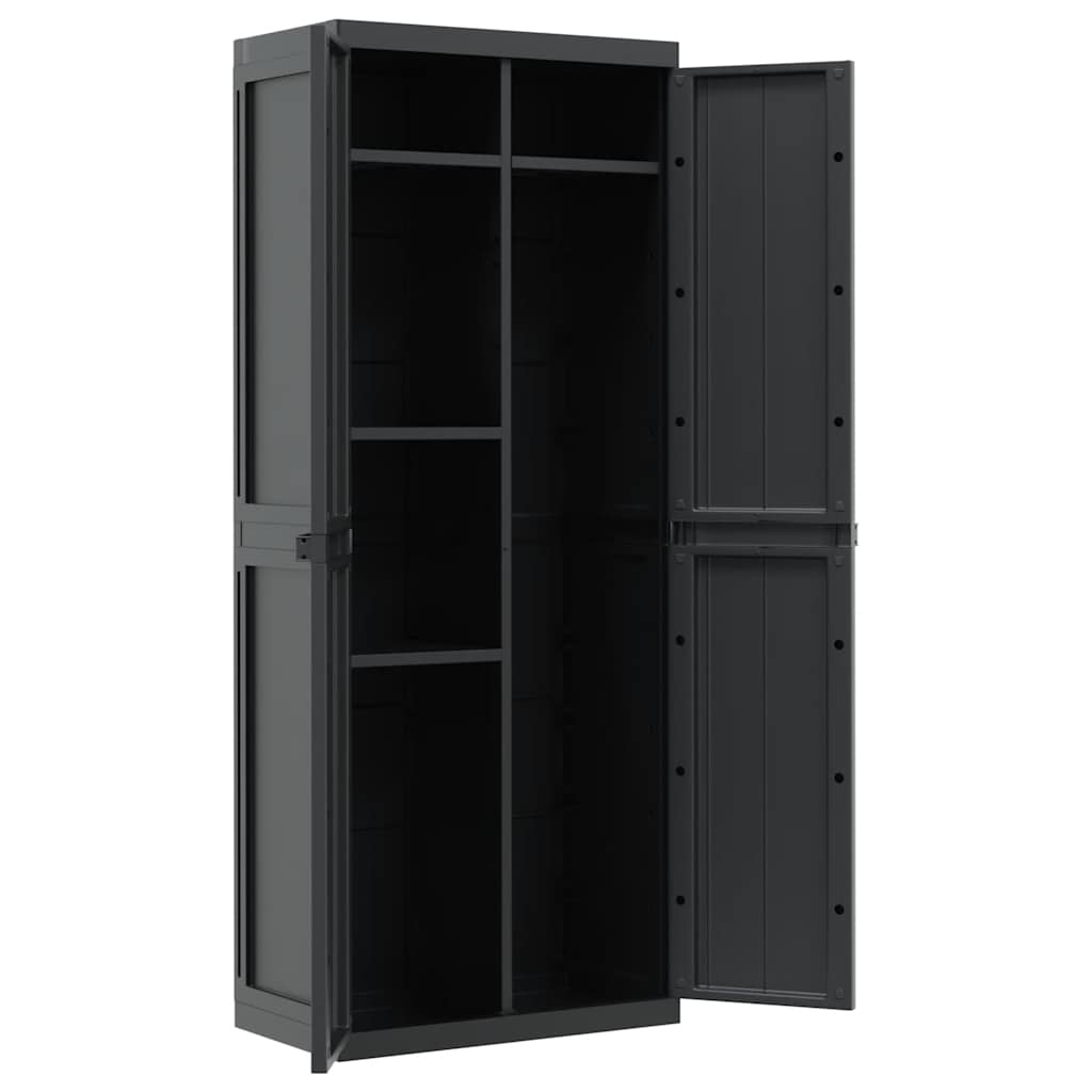 vidaXL Gartenschrank Schwarz 65x37x165 cm PP