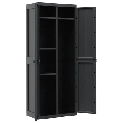 vidaXL Gartenschrank Schwarz 65x37x165 cm PP
