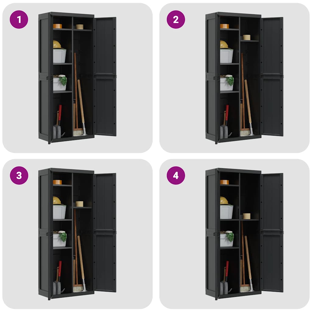 vidaXL Gartenschrank Schwarz 65x37x165 cm PP
