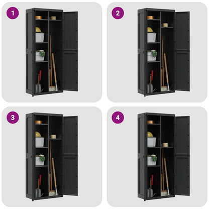 vidaXL Gartenschrank Schwarz 65x37x165 cm PP
