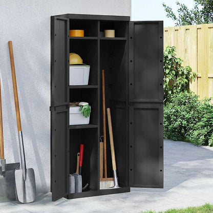 vidaXL Gartenschrank Schwarz 65x37x165 cm PP