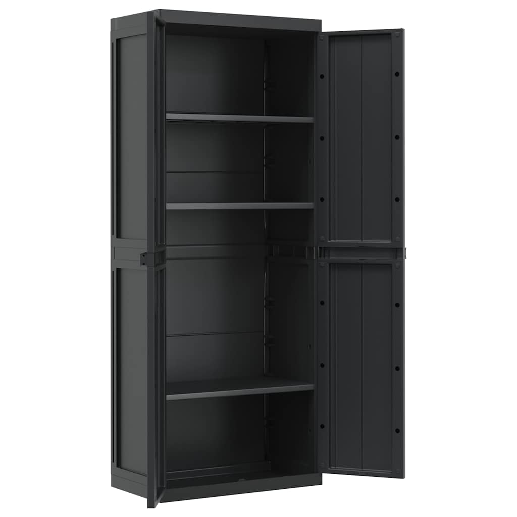 vidaXL Gartenschrank Schwarz 65x37x165 cm PP