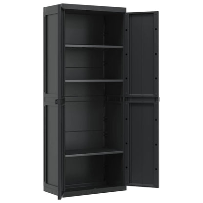 vidaXL Gartenschrank Schwarz 65x37x165 cm PP