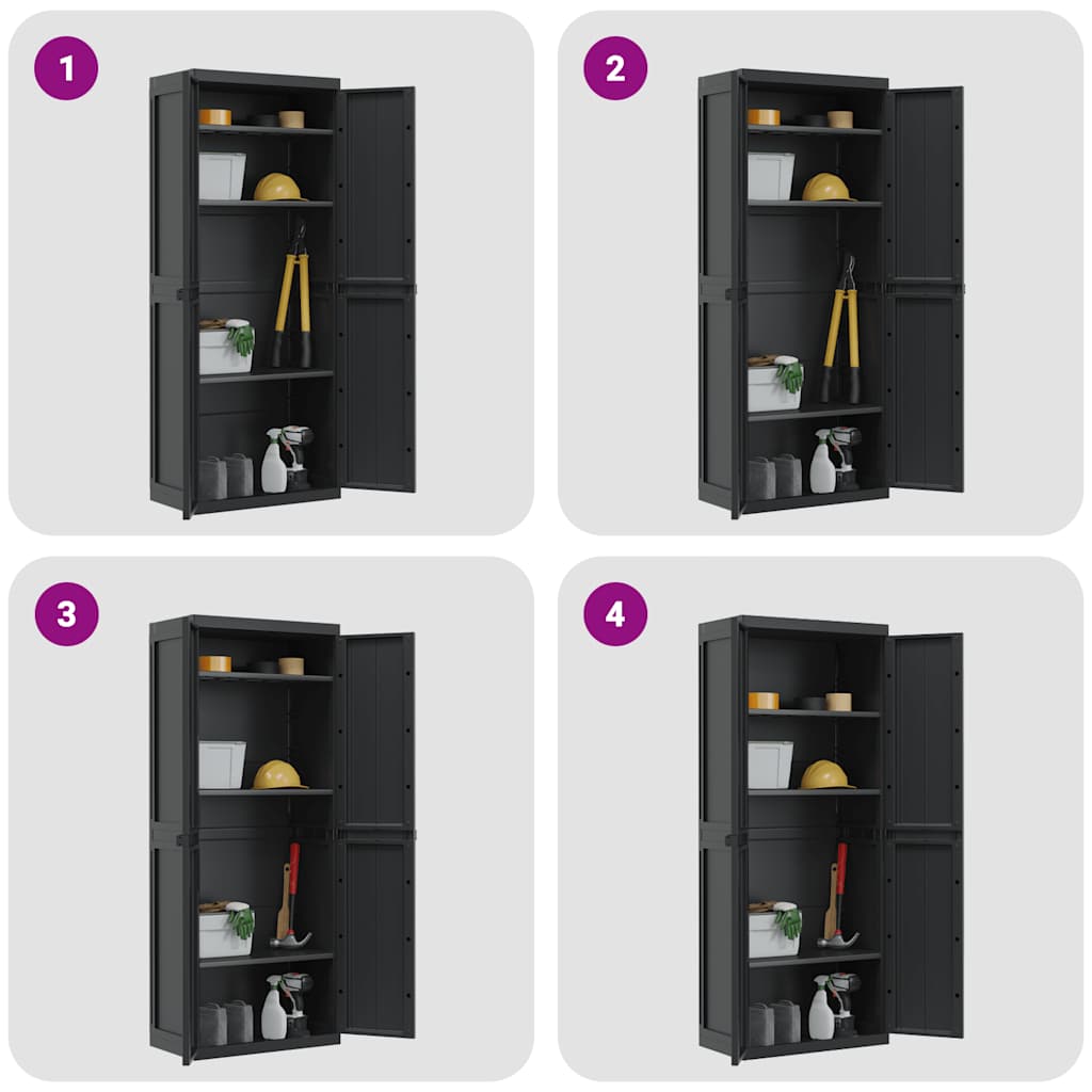 vidaXL Gartenschrank Schwarz 65x37x165 cm PP