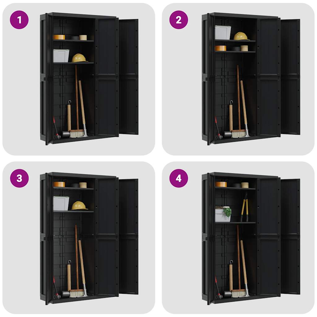vidaXL Armoire de jardin Noir 97x37x165 cm PP