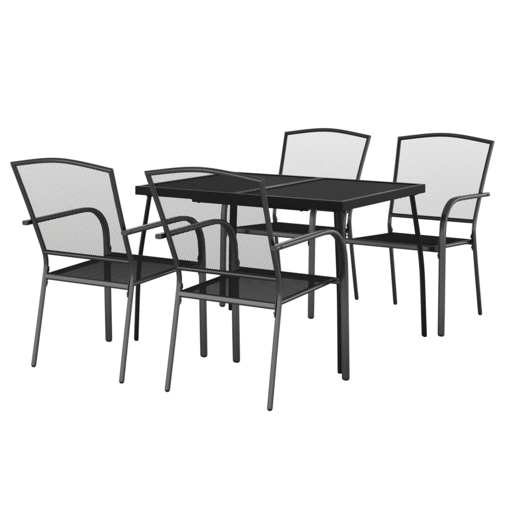 vidaXL 5-tlg. Garten-Essgruppe Anthrazit Stahl