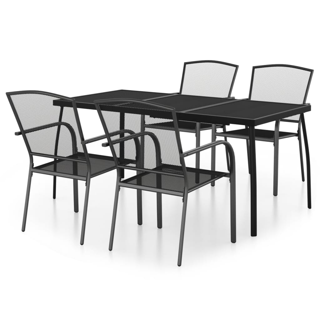 vidaXL 5-tlg. Garten-Essgruppe Anthrazit Stahl
