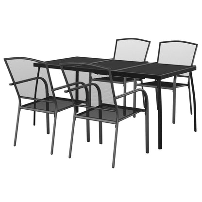 vidaXL 5-tlg. Garten-Essgruppe Anthrazit Stahl
