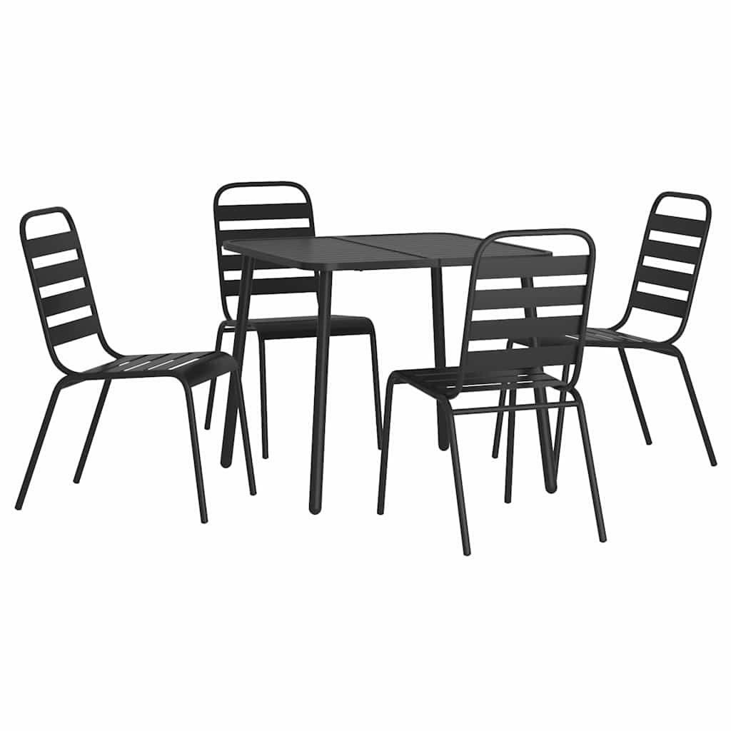 vidaXL 5-tlg. Garten-Essgruppe Anthrazit Stahl
