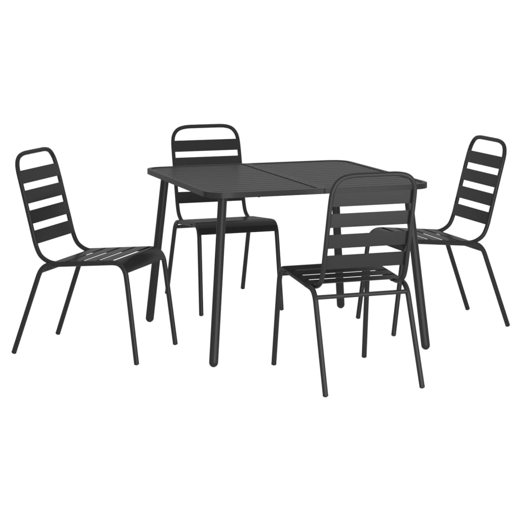 vidaXL Ensemble de salle à manger de jardin 5 pcs Acier anthracite