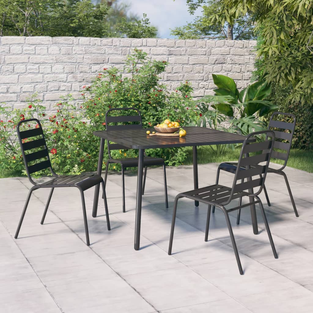 vidaXL Ensemble de salle à manger de jardin 5 pcs Acier anthracite