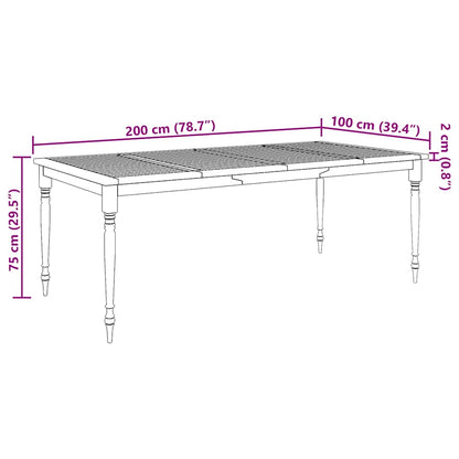 vidaXL Batavia-Tisch 200x100x75 cm Massivholz Teak