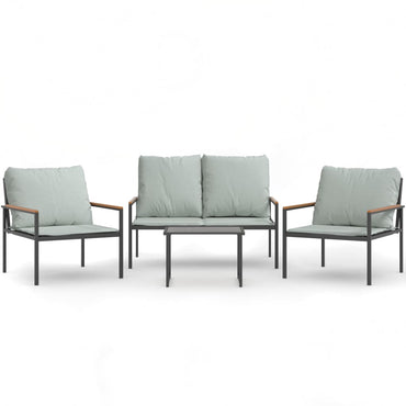 vidaXL 4-tlg. Garten-Lounge-Set mit Kissen Anthrazit Stahl