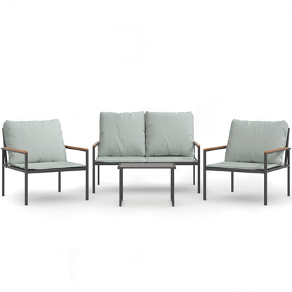 vidaXL Salon de jardin 4 pcs avec coussins anthracite acier