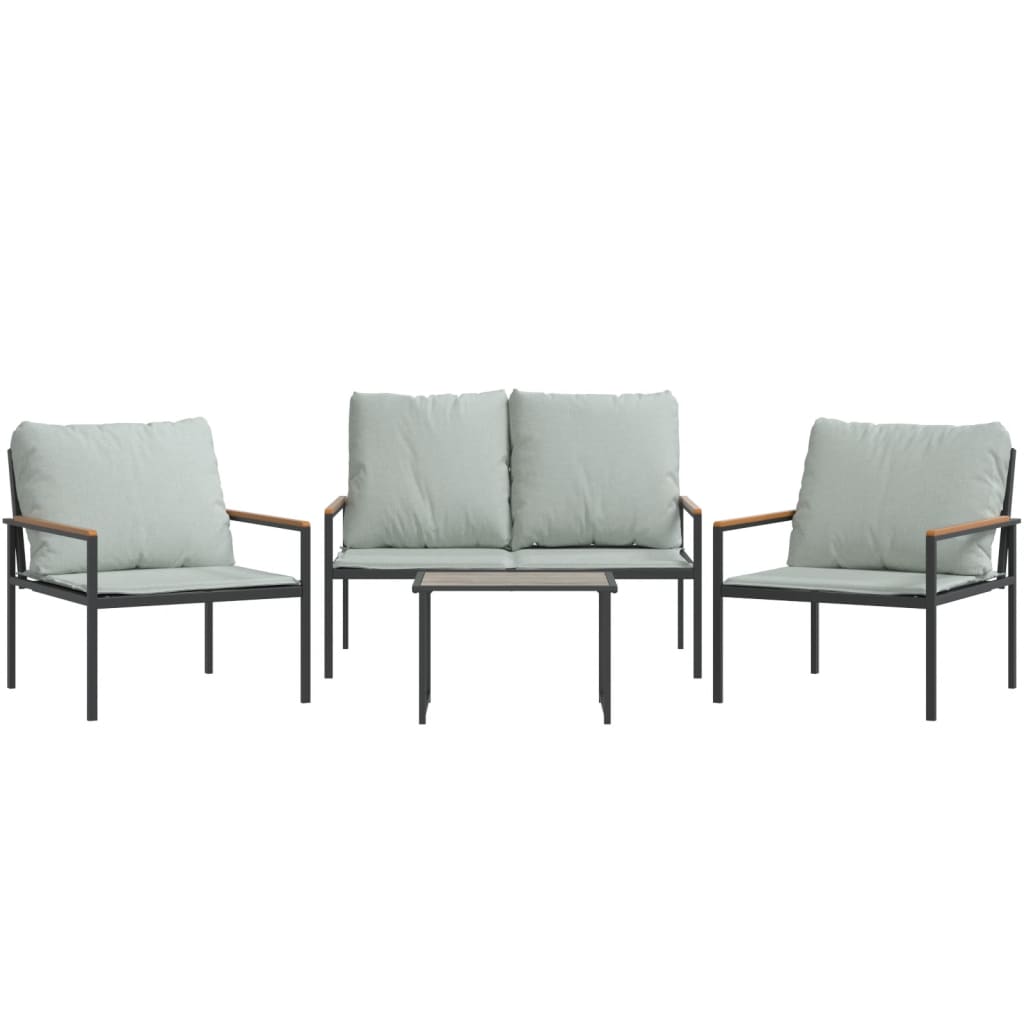 vidaXL Salon de jardin 4 pcs avec coussins anthracite acier