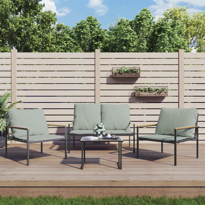 vidaXL Salon de jardin 4 pcs avec coussins anthracite acier
