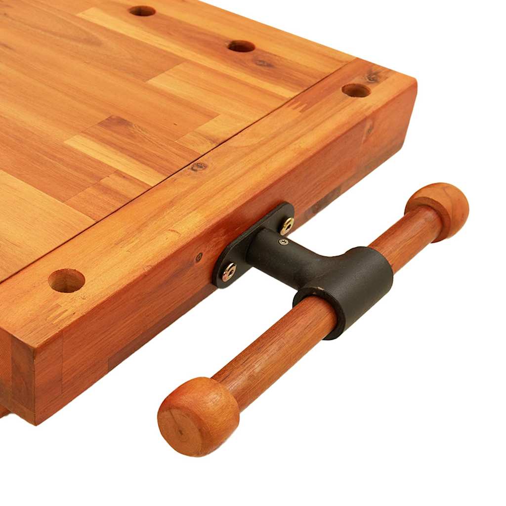 vidaXL Werkbankplatte mit Schraubstock 52x44x9,5 cm Massivholz Akazie