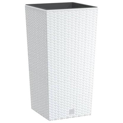 vidaXL Pflanzkübel mit herausnehmbaren Einsatz Weiß 11/26,5L PP-Rattan
